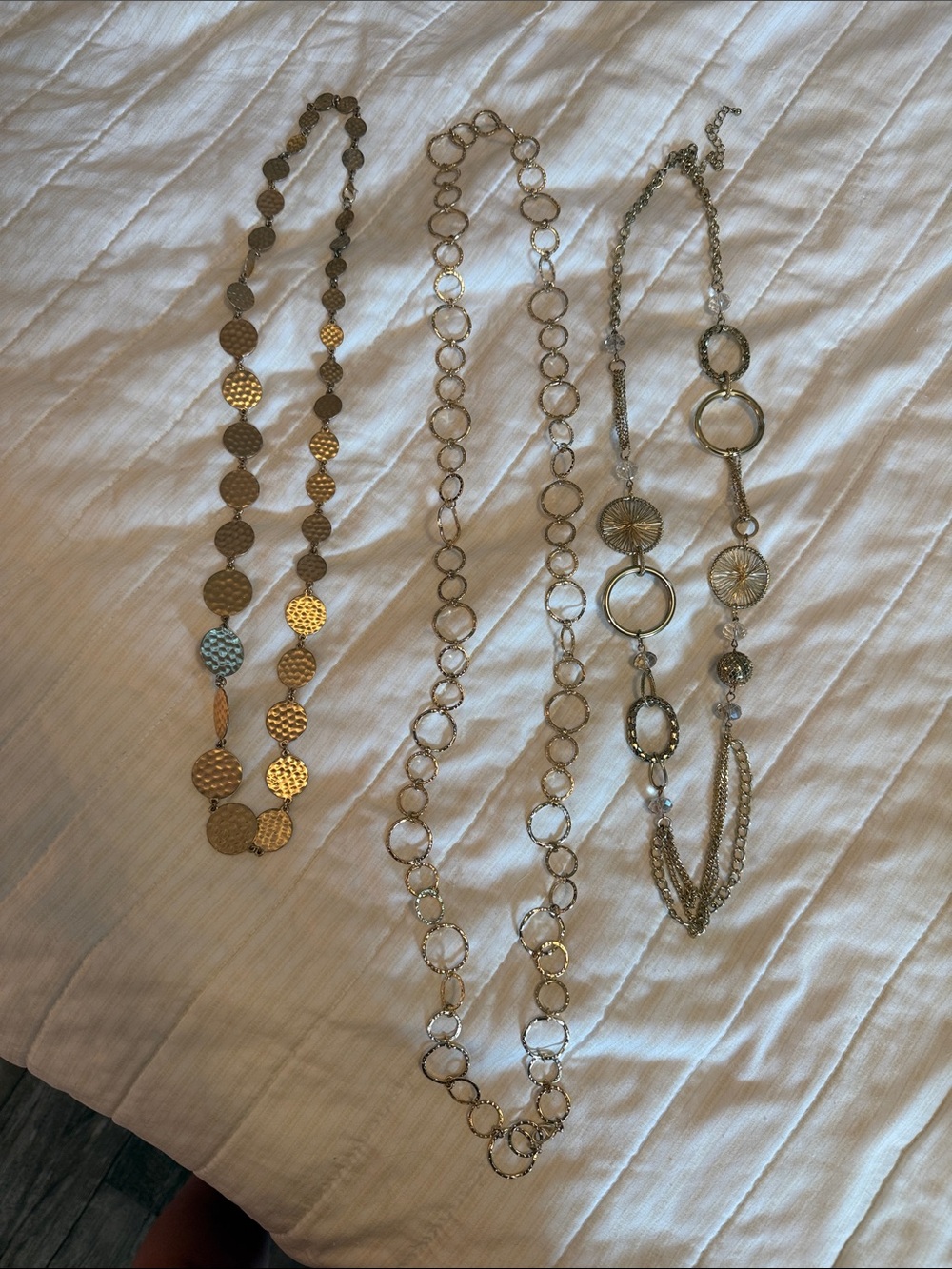 Gold-Tone Long Fashion Necklace - Elegant Layered Look